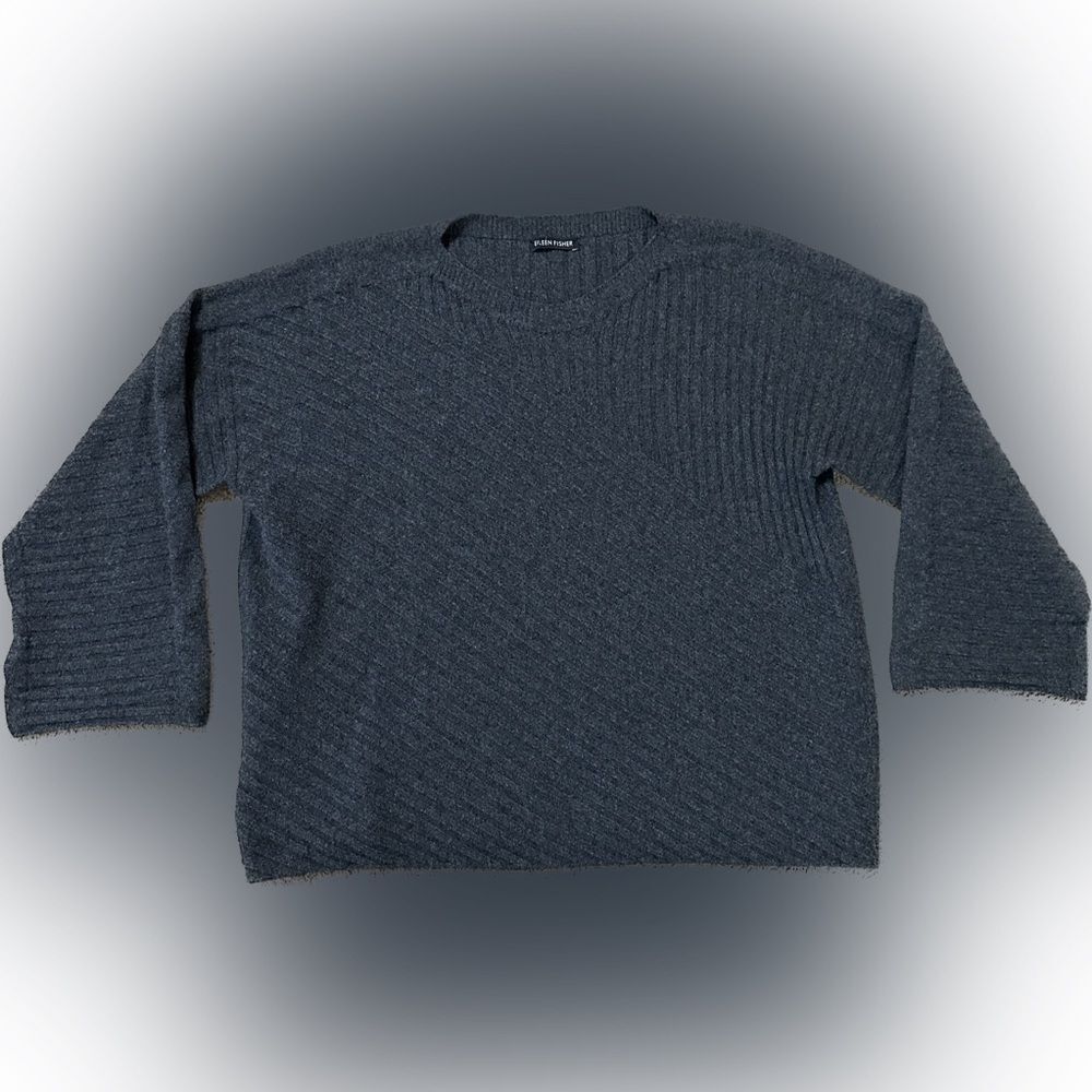 Eileen Fisher Gray 100% Cashmere Crewneck